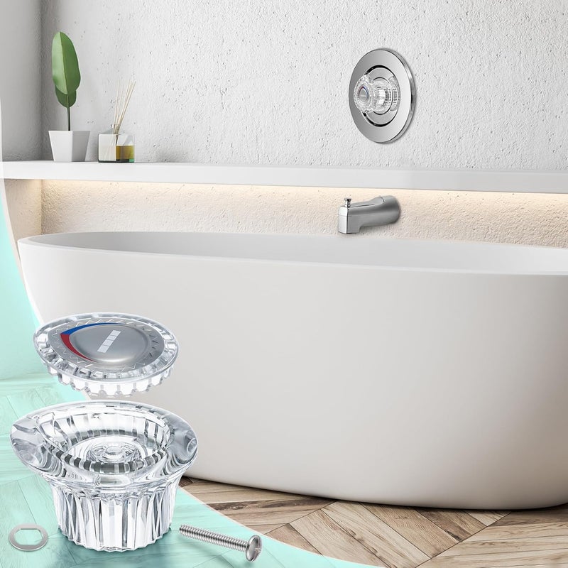 Enhon 2 Pack Shower Knob Handle Kit Compatible with Moen 96797 Chateau Collection, Replacement Faucet Handle Kit for Bathroom Tub and Shower, Include Screws, Chrome Knob Insert, Made in Taiwan - Image 5
